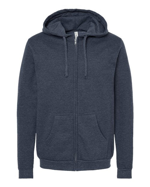 Hoodie à capuchon avec fermeture éclair unisexe cendré Bleu marine 3XL