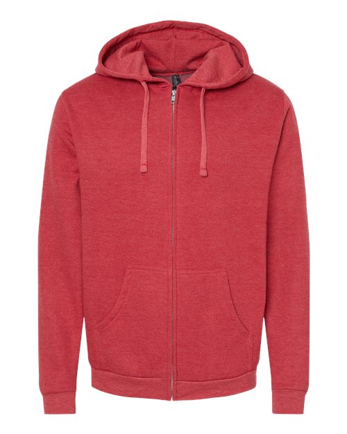 Hoodie à capuchon avec fermeture éclair unisexe cendré Rouge 3XL